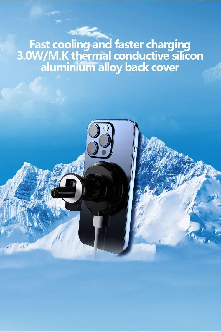 30W Magnetic Wireless Car Charger Stand – Fast Air Vent Mount for iPhone 15/14/13/12 Pro Max/Mini
