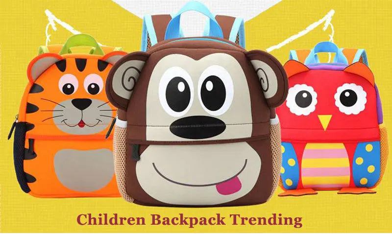 3D Cartoon Animal Kids Backpack | School Bag for Girls & Boys, Kindergarten Toddler Backpack Ages 2-5