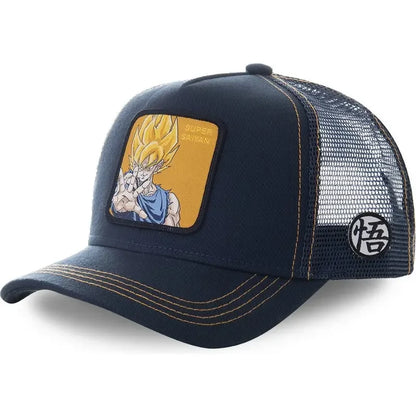 Dragon Ball Son Goku Trucker Cap - Embroidered Adjustable Mesh Sun Visor Hat for Men Summer Travel