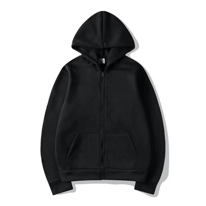 Fashion Zipper Hoodie — Casual Black, Gray & Blue Streetwear Sweatshirt for Men & Women
