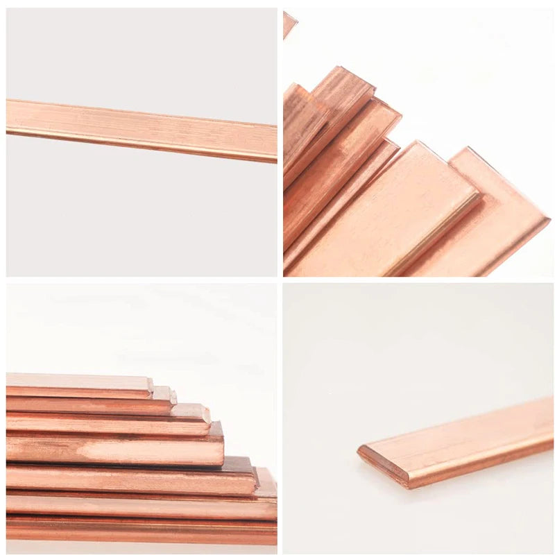Copper Flat Strip Plate - 100–500mm Length, 1–10mm Thickness for DIY Projects & Fabrication