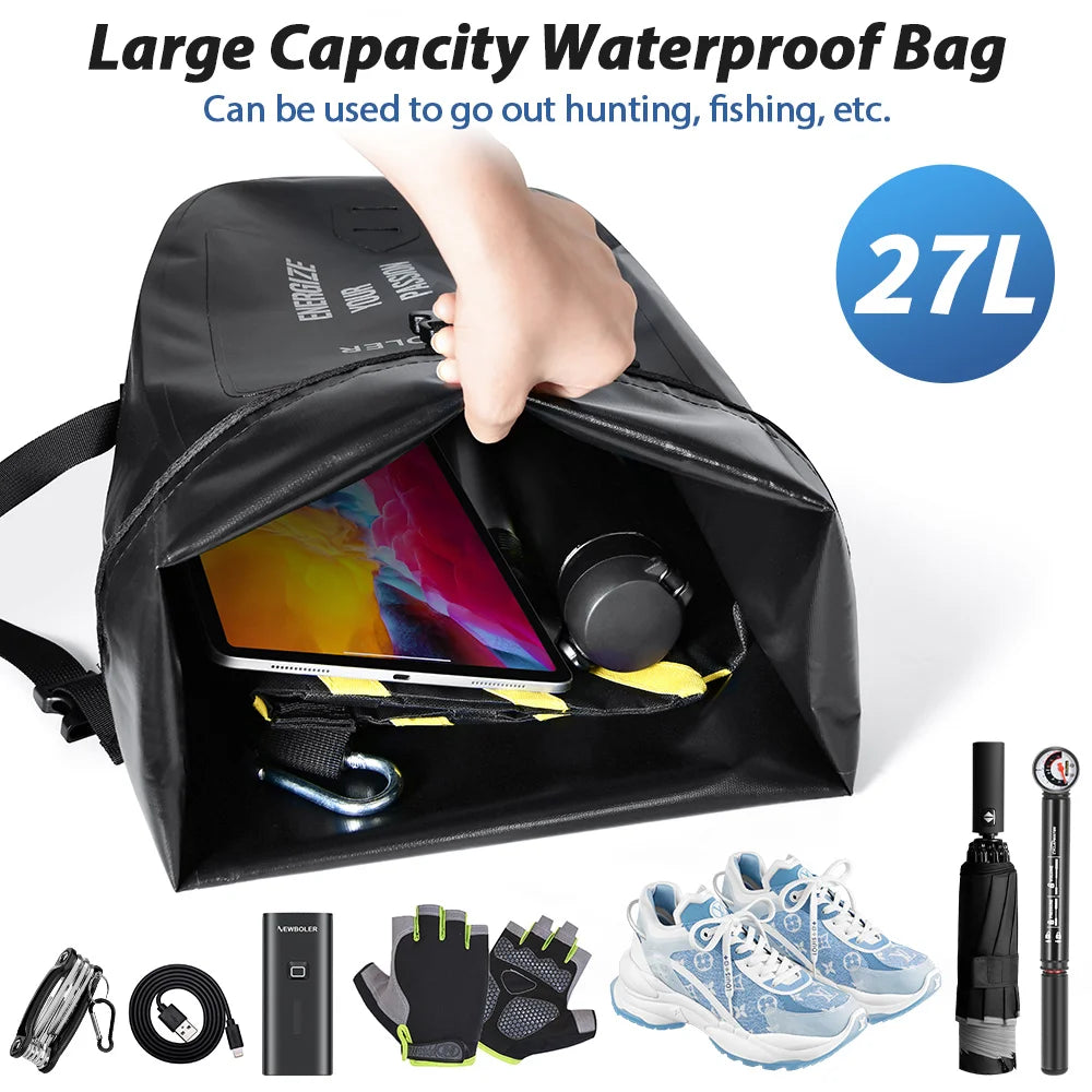 NEWBOLER 27L Bike Pannier Bag — Large Capacity Waterproof Rear Seat Trunk Bag for Travel & Electric Bike Accessories