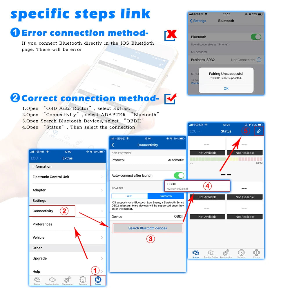 Efficient Car Care: Konnwei ELM327 V1.5 Bluetooth 5.0 OBD2 Scanner - Advanced OBDII Auto Car Diagnostic Tools for Easy Code Reading