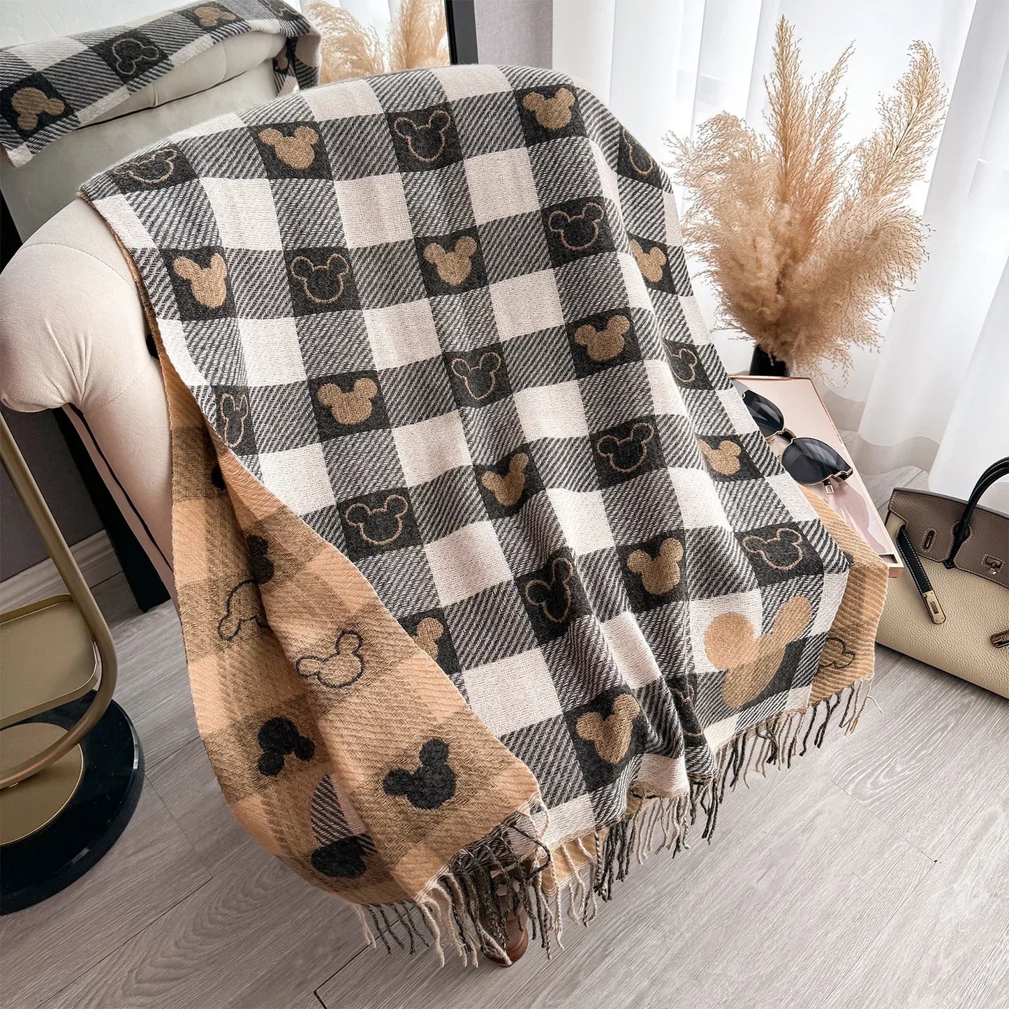 Women’s Luxury Winter Scarf - Thick Warm Cashmere-Style Shawl Wrap with Long Tassels