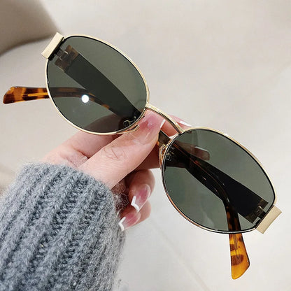 Fashion Oval Retro Sunglasses for Women – Classic Metal UV400 Goggles, High-Quality Outdoor Eyewear for Men & Women