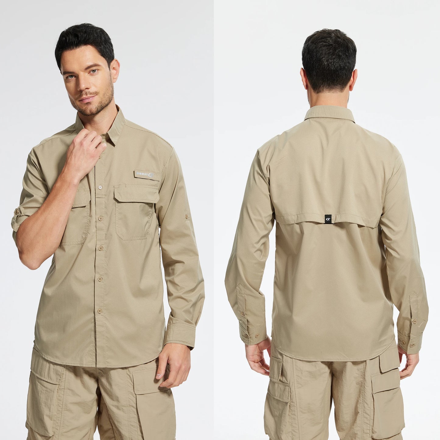 Men’s UPF 50+ Fishing Shirt - Lightweight Long Sleeve Tactical Button Down with Breathable Mesh Back