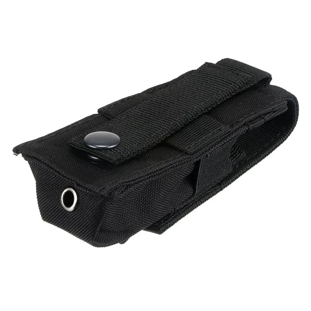 Tactical MOLLE Magazine Pouch - Single Mag Holder with Flashlight & Knife Storage
