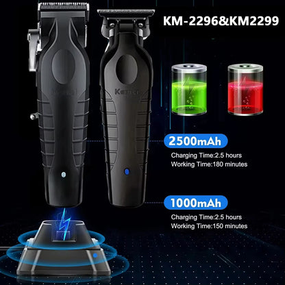 Kemei Professional Hair Clipper Kit – KM-2296, KM-2299, KM-1102 Electric Shaver & Cordless Trimmer for Men’s Hair Cutting