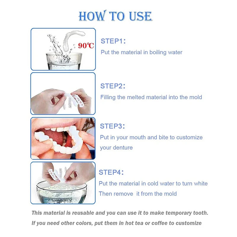 White Fake Teeth Cover – Whitening & Interdental Gap Decor, Portable Braces for Aesthetic Dental Beauty