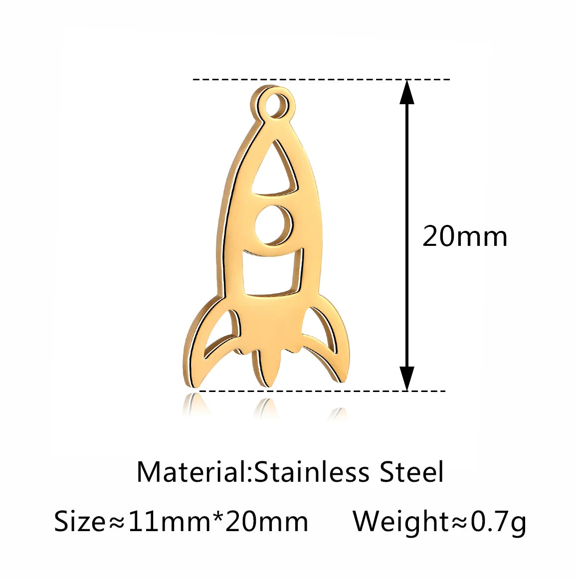 5-Piece Stainless Steel Charm Set - Magic Cube, Cross, Space Rocket, Boxing Glove, and Dinosaur DIY Jewelry Pendants