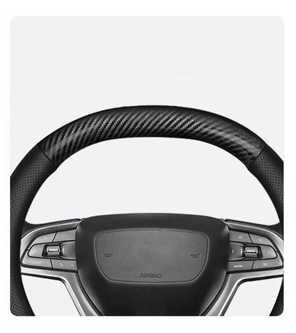 Hyundai Carbon-Fiber Leather Steering Wheel Cover — Fits i20/i30/i40/ix25/ix35/ix55/Elantra/Tucson/Sonata/Solaris/Palisade/Nexo