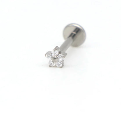 12Pcs Mini Flower Ear Studs G23 Titanium F136 16G Labret Bar Piercing Jewelry – Tragus, Helix, Daith & Lip Body Jewelry Set (3.4–5.4mm)