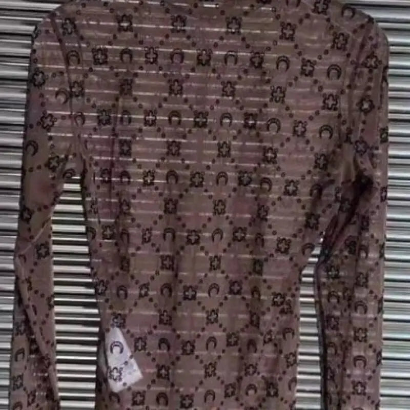 Women’s Mesh Long Sleeve Top - Hollow Out Retro T-Shirt with Mushroom Edge High Street Fashion Design