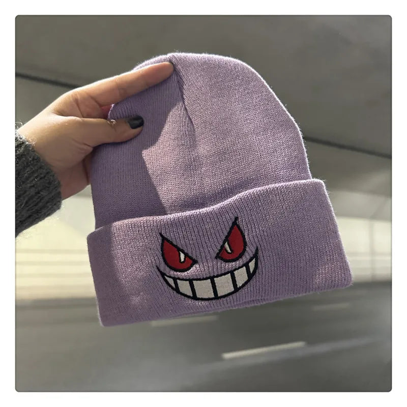 Anime Embroidered Knitted Cap - Unisex Cartoon Hat for Adults & Kids, Halloween Cosplay & Christmas Gift