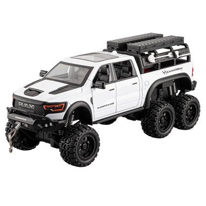 1:24 Dodge Mammoth RAM 1000 TRX 6x6 Diecast Model Car – Metal Alloy Toy with Lights for Kids & Collectors Gift