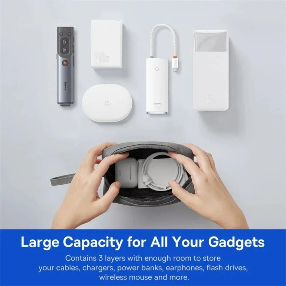 Waterproof Portable Electronics Storage Bag - Grease-Resistant Organizer for iPhone, Earphones, Power Banks, Cables and Chargers