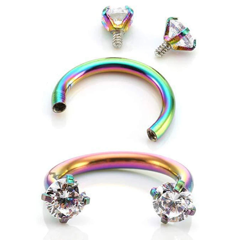 Stainless Steel Crystal Hoop Piercing – Nose, Ear, Belly Ring for Women & Men, Cartilage Helix Daith Jewelry