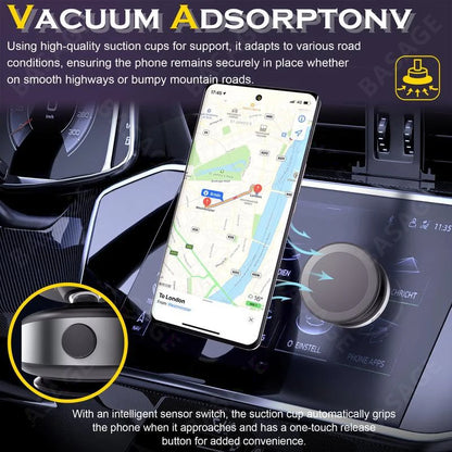 Car Magnetic Vacuum Adsorption Bracket - 360° Rotating Aluminum Alloy Phone Holder for 4.7-inch & Larger Smartphones