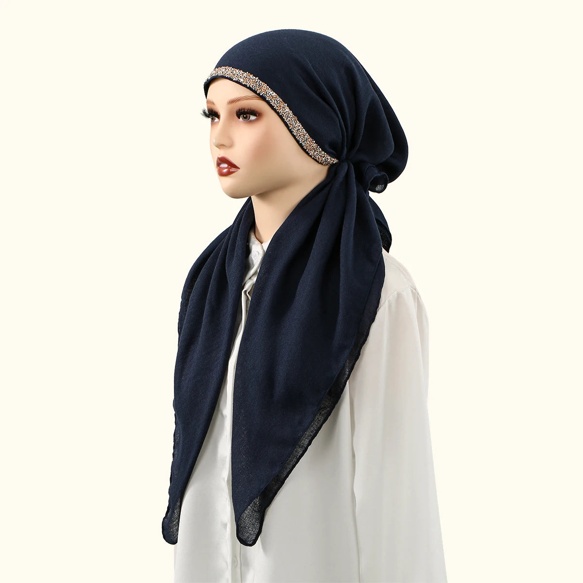 Ramadan Modal Hijab Scarf - Soft Diamond Accent Muslim Head Wrap for Women, Casual Ethnic Headscarf & Shawl