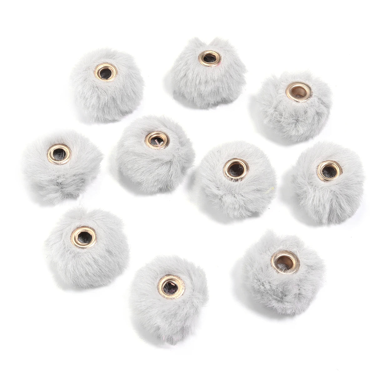 10pcs Plush Fur Ball Beads – Multicolor Pompom Spacer Beads for DIY Jewelry, Earrings & Bracelets