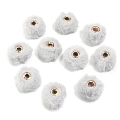 10pcs Plush Fur Ball Beads – Multicolor Pompom Spacer Beads for DIY Jewelry, Earrings & Bracelets