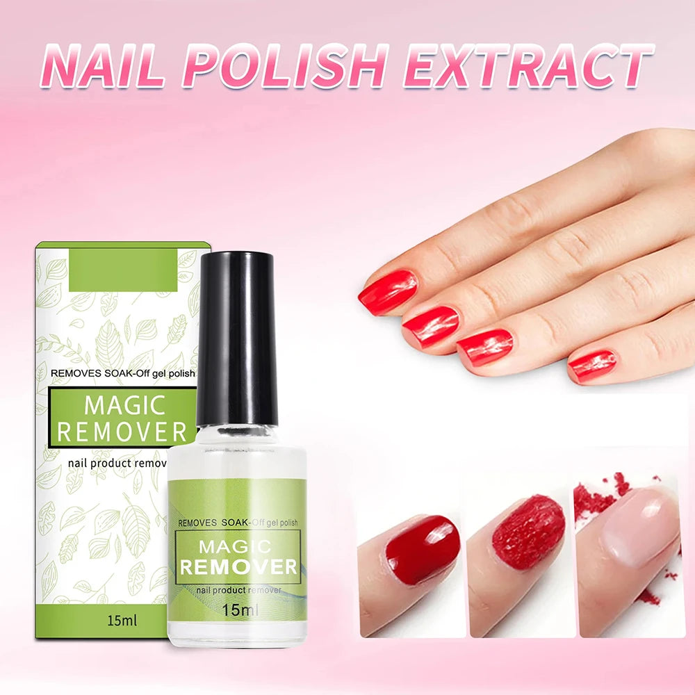 15ML Fast Nail Gel Remover — Magic Effect Professional Soak-Off UV Cleaner for Semi-Permanent Polish & Manicure Varnish