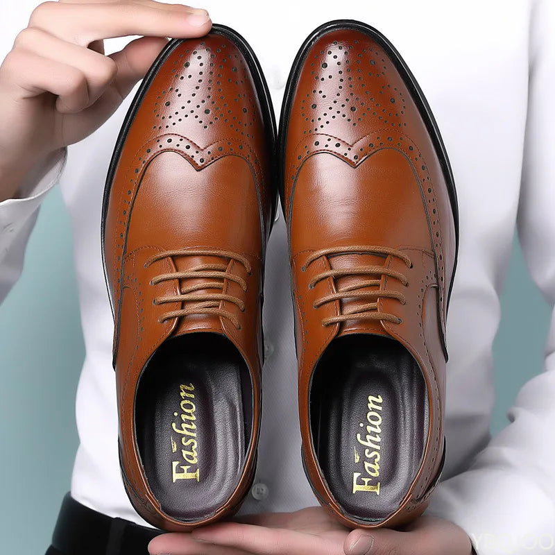 Men’s Pointed Toe Formal Shoes - Comfortable Low-Cut Office, Wedding and Daily Dress Shoes Large Size