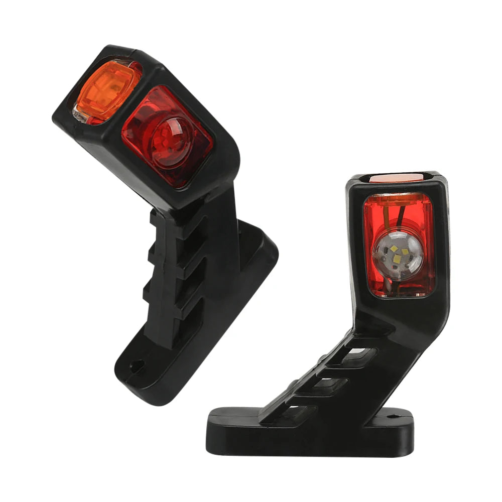 2PCS Tri-Color Trailer 9LED Side Marker Light – Waterproof 12-24V Truck Contour Waist Light in Red, White & Yellow