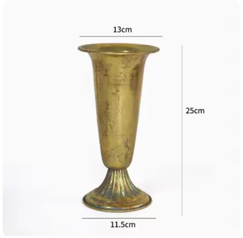 European Retro Iron Goblet Vase — Metal Flowerpot for Home, Living Room, Hotel & Flower Arrangement Decor