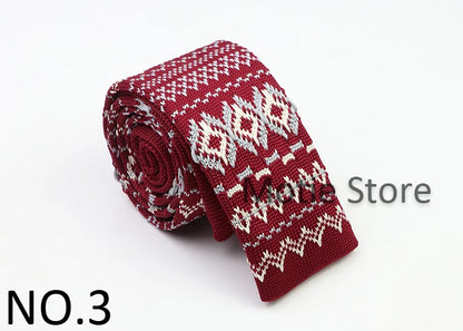 Classic Knit Neck Tie for Men — 6cm Plaid & Dots Casual Business Wedding Tie