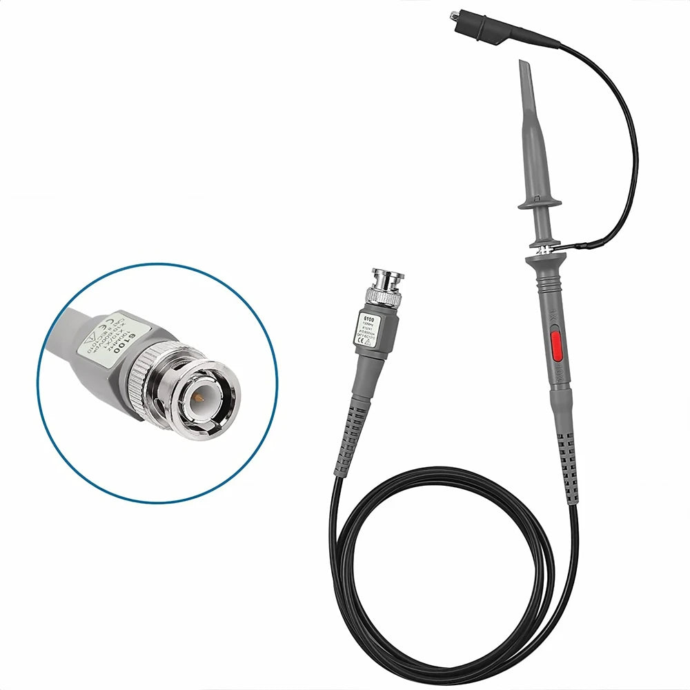 P6100 BNC Oscilloscope Probe Kit - 100MHz 1X/10X High-Precision Test Leads with Alligator Clip