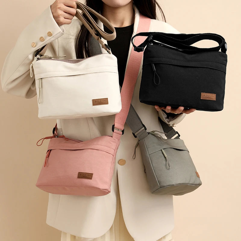 Women's Large Capacity Nylon Crossbody Bag - Spacious 3-Pocket Shoulder Purse for Shopping & Daily Use