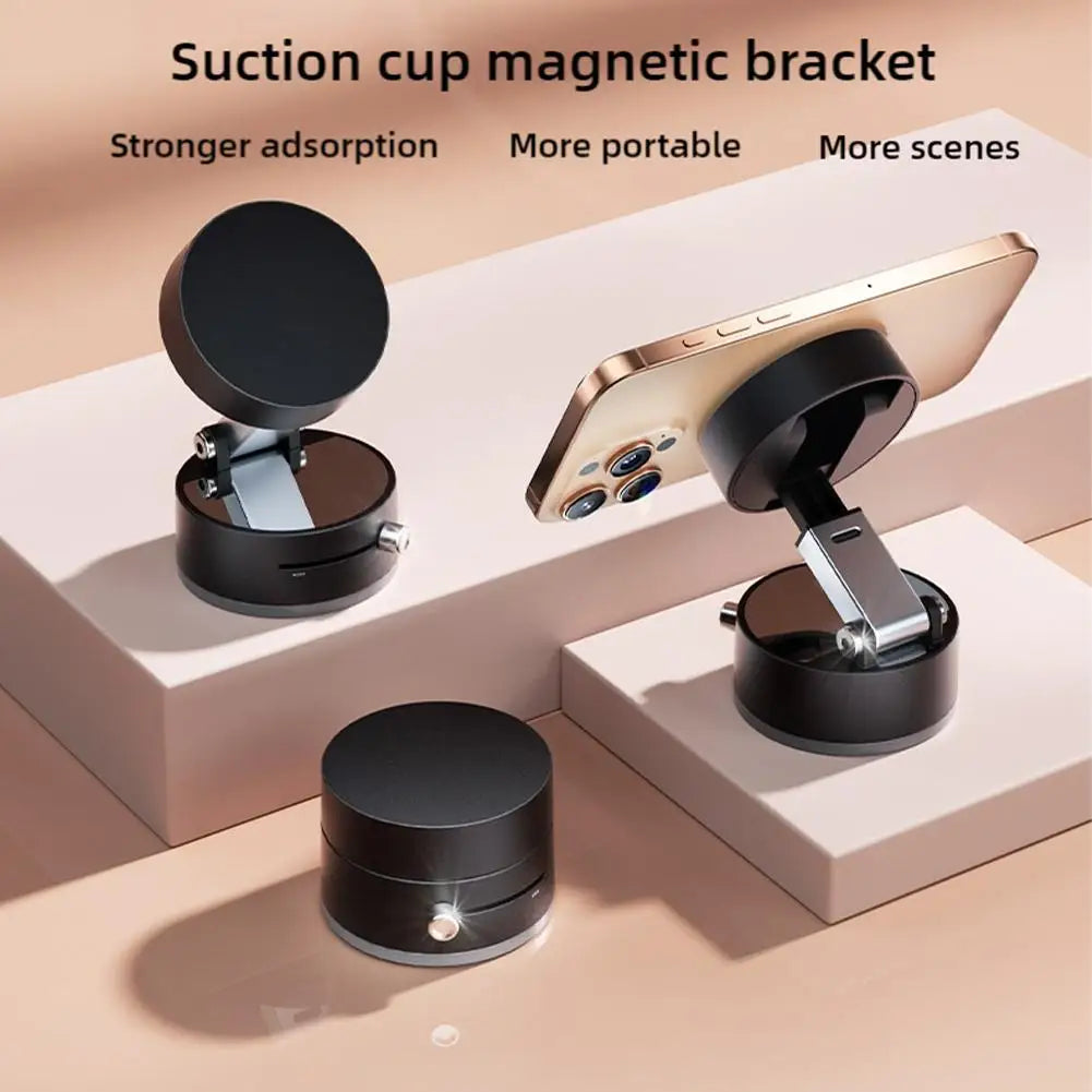 Vacuum Magnetic Suction Cup Stand | Double-Sided Swivel Holder for Mobile Phones | Universal Folding Phone Mount