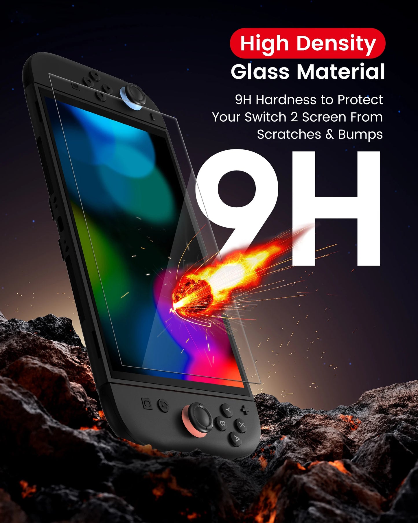 Tempered Glass Screen Protector for Nintendo Switch 2 (2025) — Ultra Clear 9H Hardness, Anti-Fingerprint, NS2 Protective Film