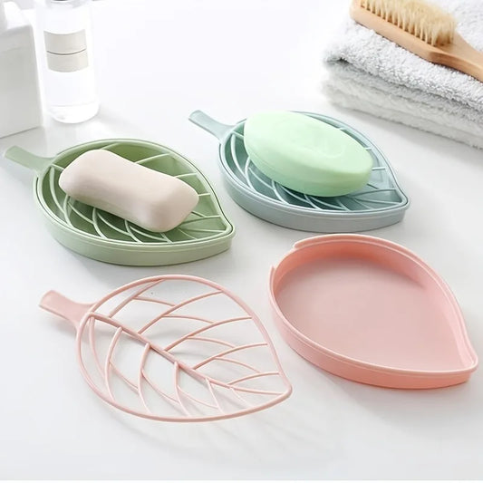 Leaf-Shaped Soap Dish - 2-Layer Drainage Soap Holder Box for Bathroom Shower and Home Accessories
