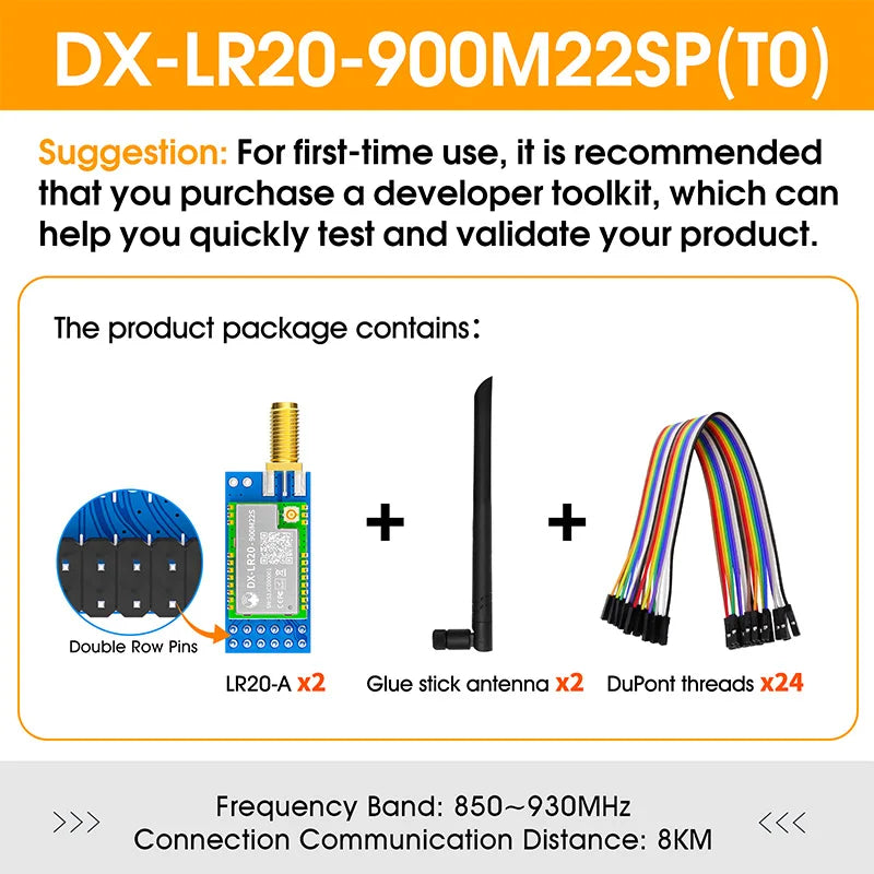 LLCC68 LoRa Wireless Module - DX-LR20 22dBm Long-Range SMD RF Module for 433/475/868/915MHz Frequencies