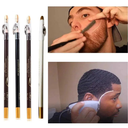 Men’s Beard Edge & Hairline Pencil – Razor Trace Barber Shaping Tool with Sharpener, Eyebrow & Makeup Pencil