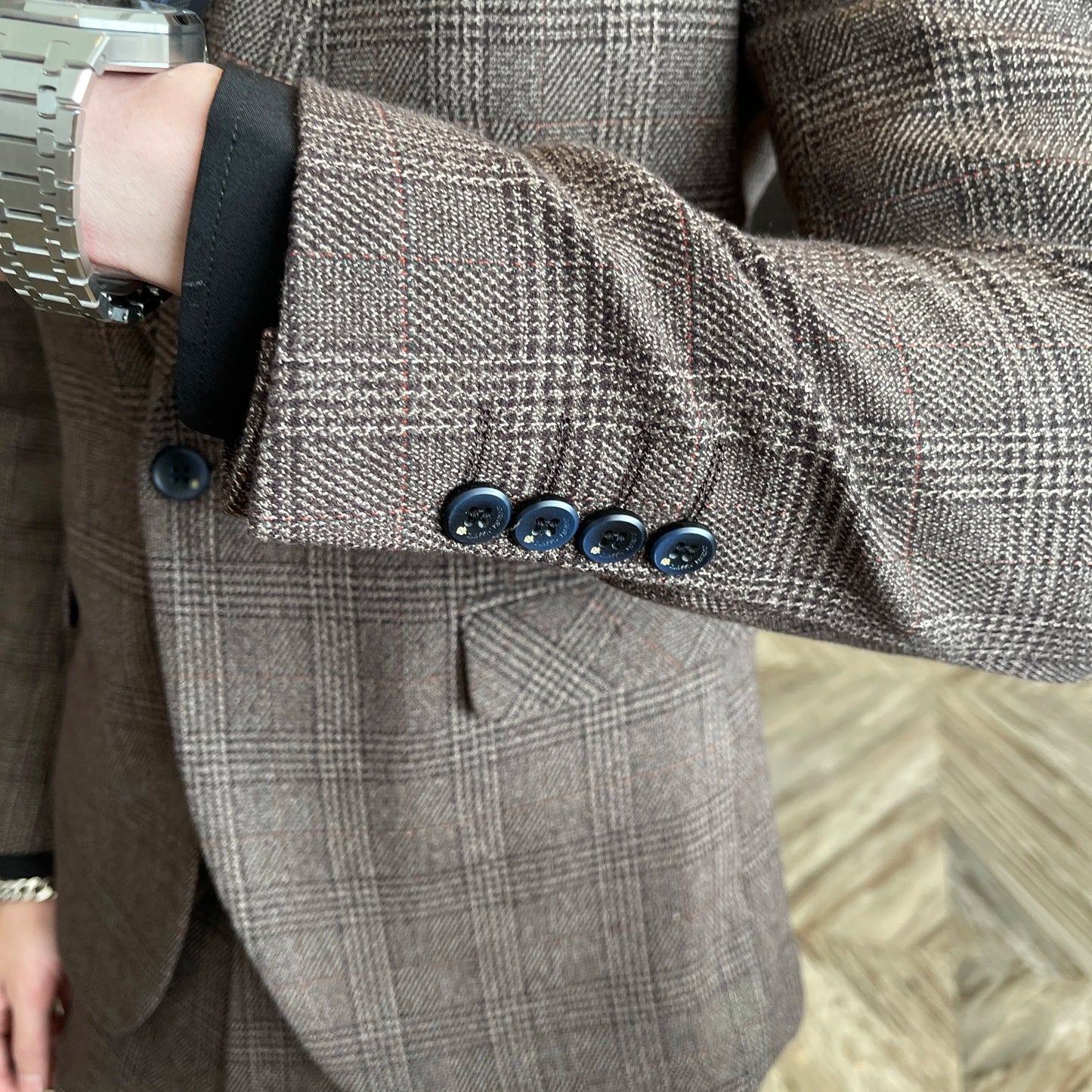 Men’s British Korean Plaid Three-Piece Suit – Stylish Business Casual Set with Blazer, Vest & Trousers