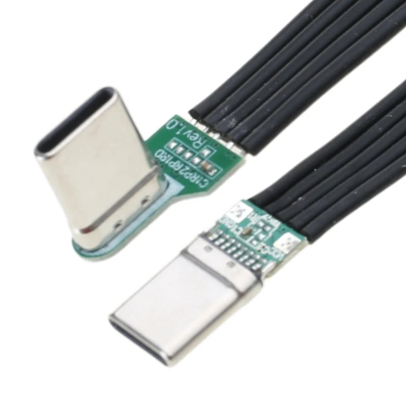 Flexible Flat Silicone USB-C to USB-C Cable – Left/Right Angled, 60W Fast Charging, 480Mbps Data Transfer for Camera & Phones
