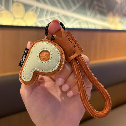 A-Z Leather Initial Keychain - Braided Wristband Pendant for Men & Women, Car, Bag & Phone Case Charm