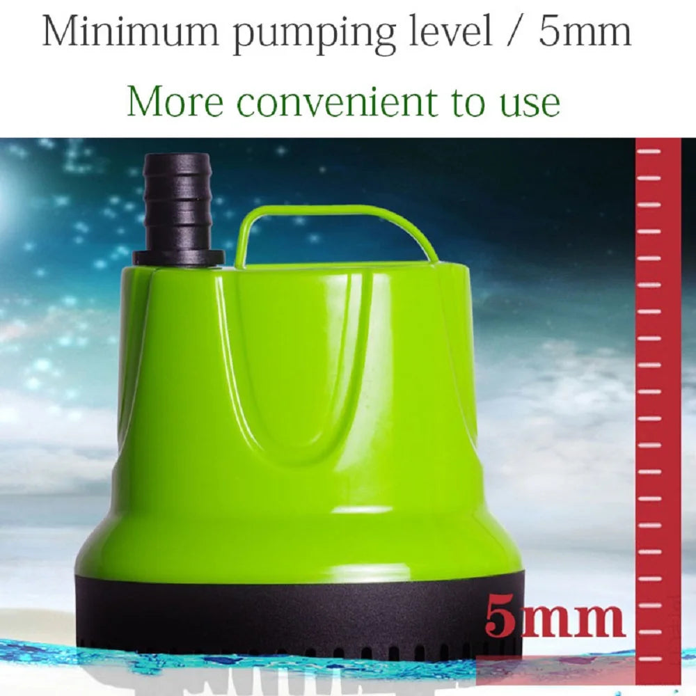 Submersible Water Pump – Ultra-Quiet for Fish Tanks, Ponds, Hydroponics, Fountains, 6W-100W, 110V-220V