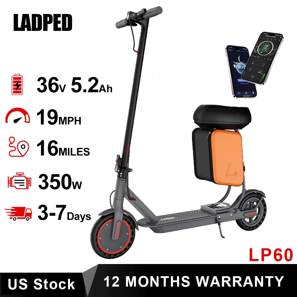 AOVOPRO LP60 Electric Scooter 350W – 19mph Foldable E-Scooter with 8.5" Tires, 16 Mile Range for Adults