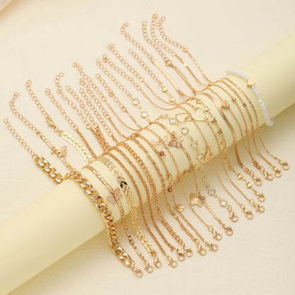 20PCS Bohemian Snake Chain Anklet Set – Vintage Twisted Foot Jewelry for Women, Summer Beach Ankle Bracelet Gift Set