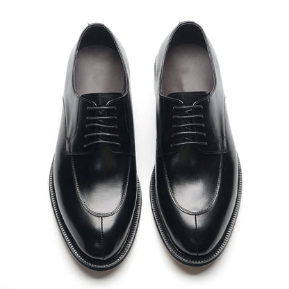 Men’s Genuine Leather Oxford Derby Shoes - Handmade Lace-Up Wedding, Party and Formal Business Dress Shoes