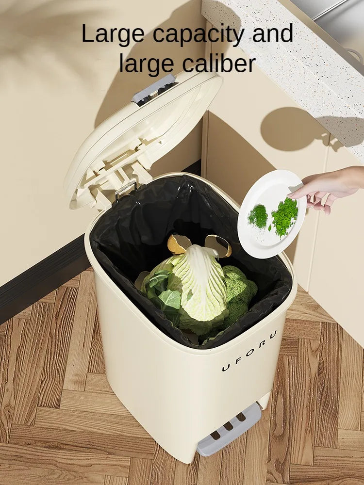 10L/20L Double Pedal Trash Can – Large Capacity Kitchen & Bathroom Bin with Lid, Foot/Push Type
