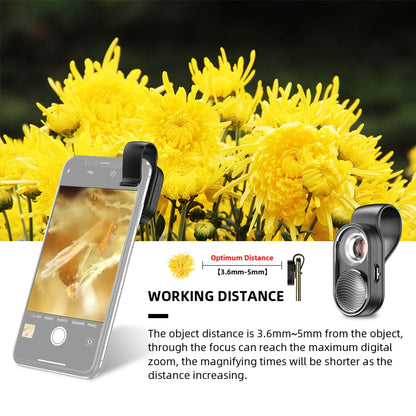 100X/200X Microscope Phone Lens with Clip – Magnifier for Plants, Insects, Hair, Skin, Jewelry & Jade Inspection
