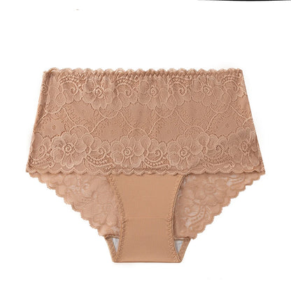 Women’s Plus Size High-Waist Lace Panties - Stretchy Breathable Briefs for Comfortable Everyday Wear