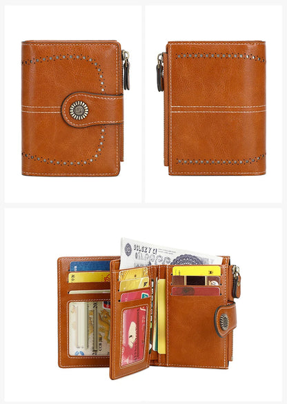 Fashionable Women’s Retro Short Wallet – PU Leather Multifunctional Handbag with Large Capacity, Multi-Card Slot & Coin Pocket