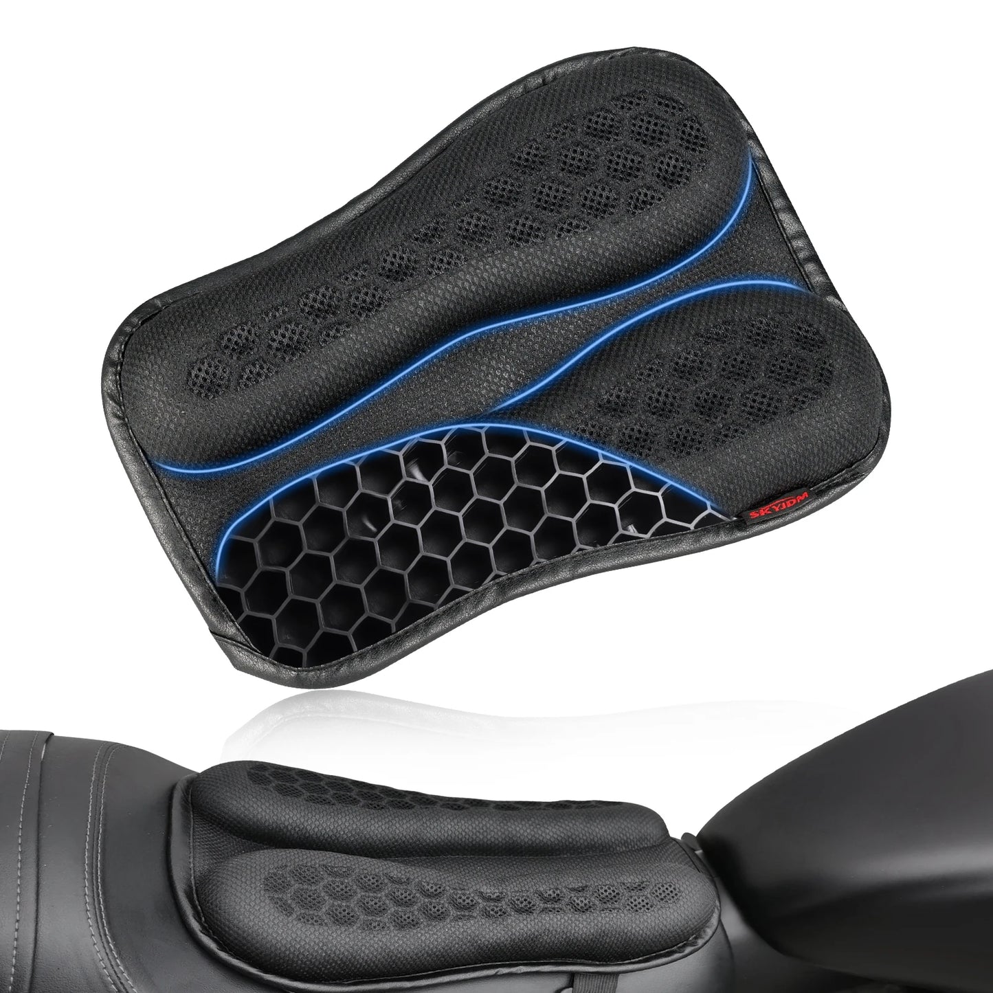 3D Honeycomb Gel Motorcycle Seat Cushion — Anti-Slip, Pressure Relief Ride Pad, Universal Moto Accessory