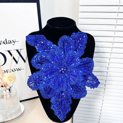 White Multi-Layer Lace Sequin 3D Flower Patch – DIY Clothing Decorative Applique